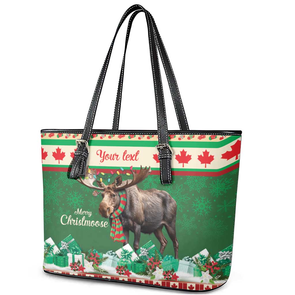 Personalized Merry Christmoose Leather Tote Bag Canada Merry Christmas Moose LT9