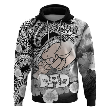 Personalised Polynesian Pride Happy Father Day Hoodie I Love You Dad - Polynesian Tribal Black LT9