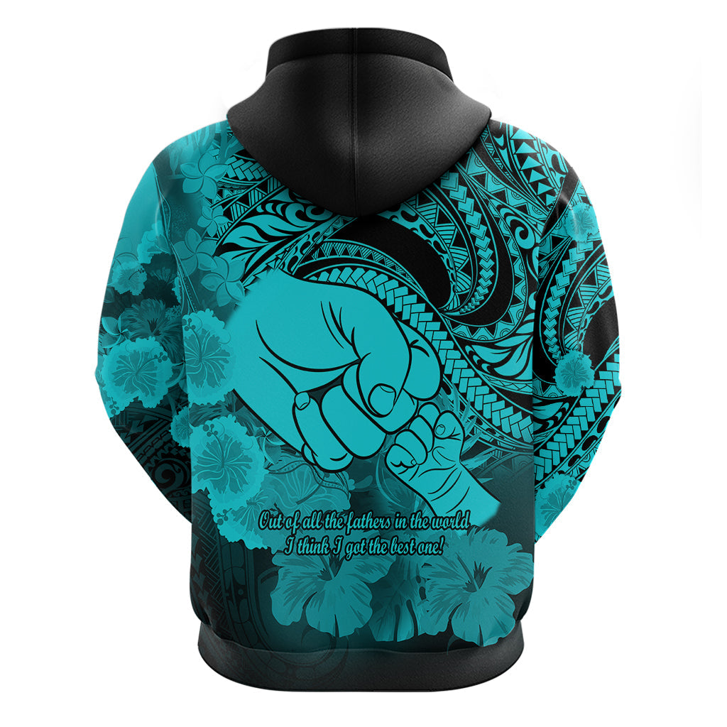 Polynesian Pride Happy Father Day Hoodie I Love You Dad - Polynesian Tribal Aqua LT9