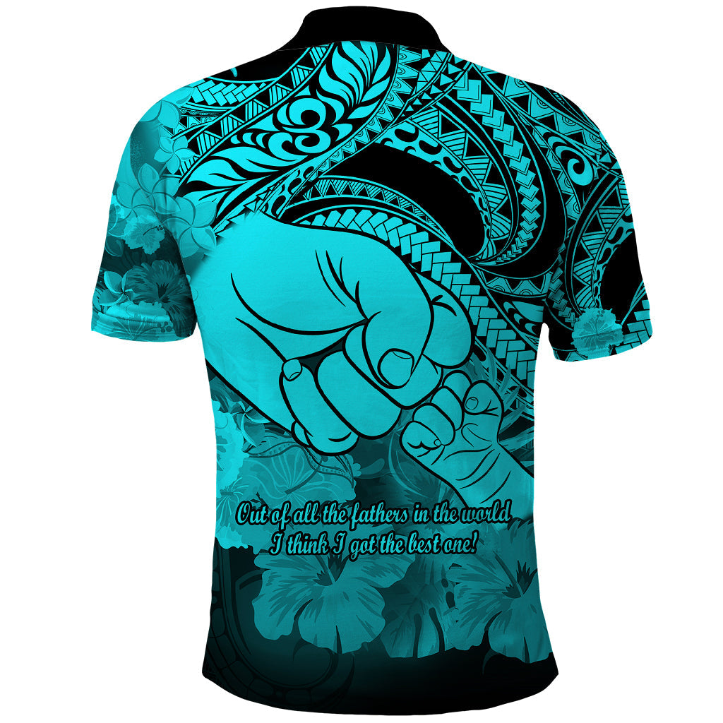 Polynesian Pride Happy Father Day Polo Shirt I Love You Dad Polynesian Tribal Aqua LT9