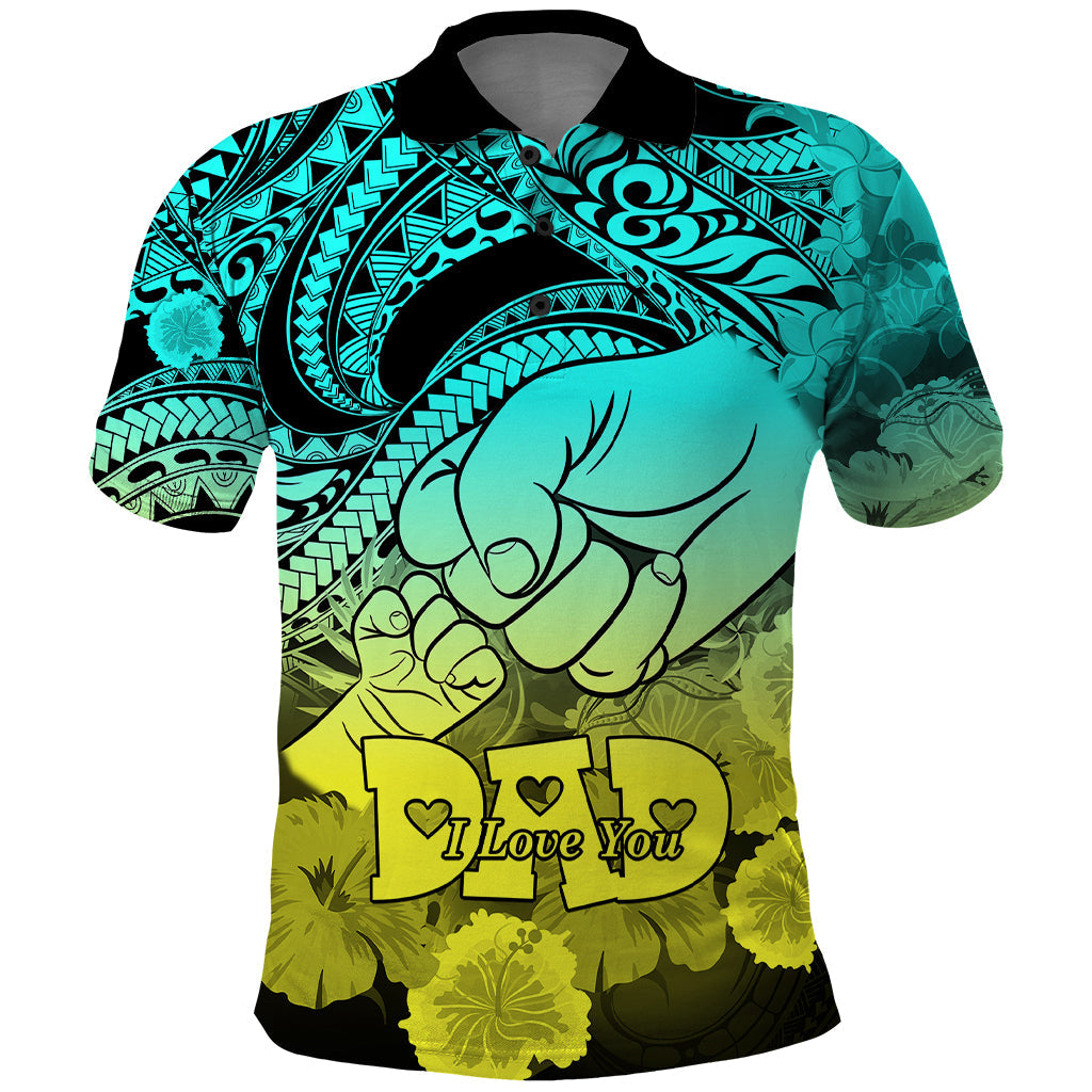 Polynesian Pride Happy Father Day Polo Shirt I Love You Dad Polynesian Tribal Gradient 1 LT9