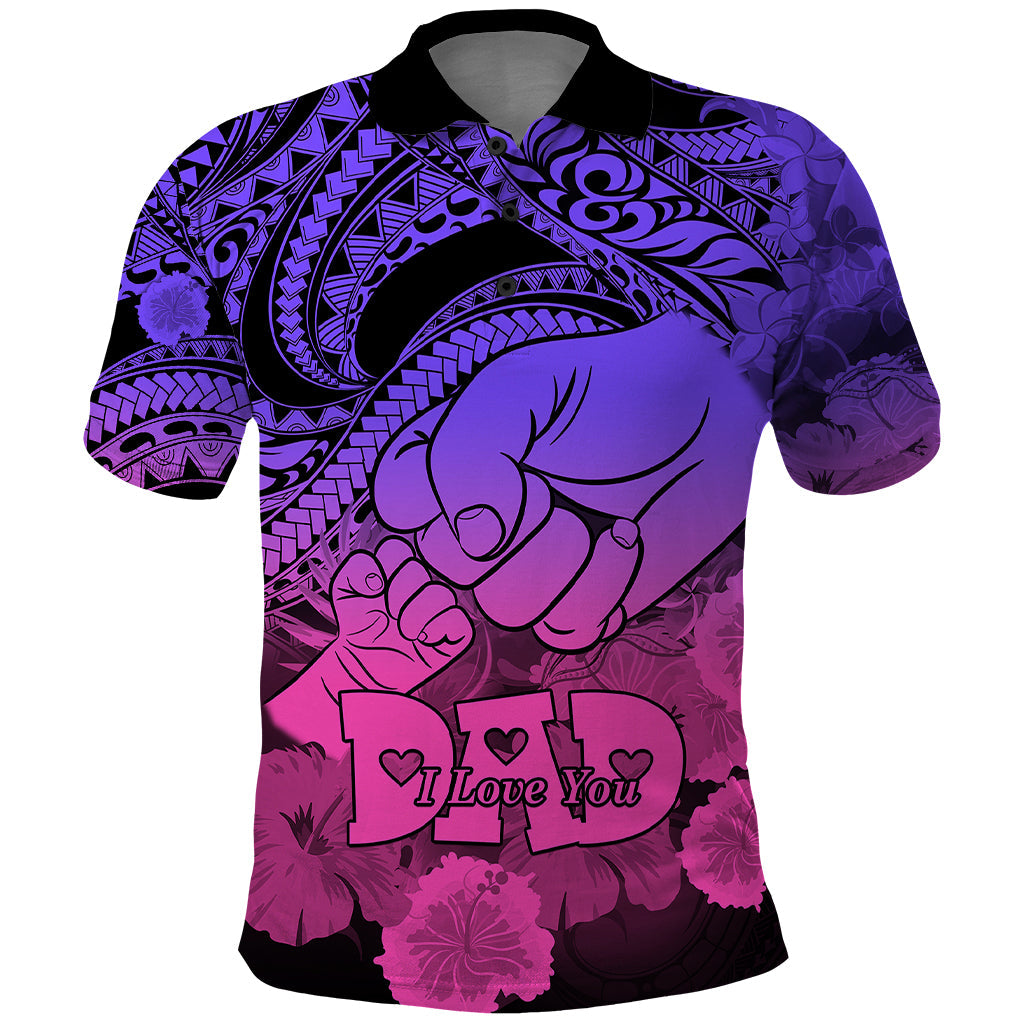 Custom Polynesian Pride Happy Father Day Polo Shirt I Love You Dad Polynesian Tribal Gradient 2 LT9
