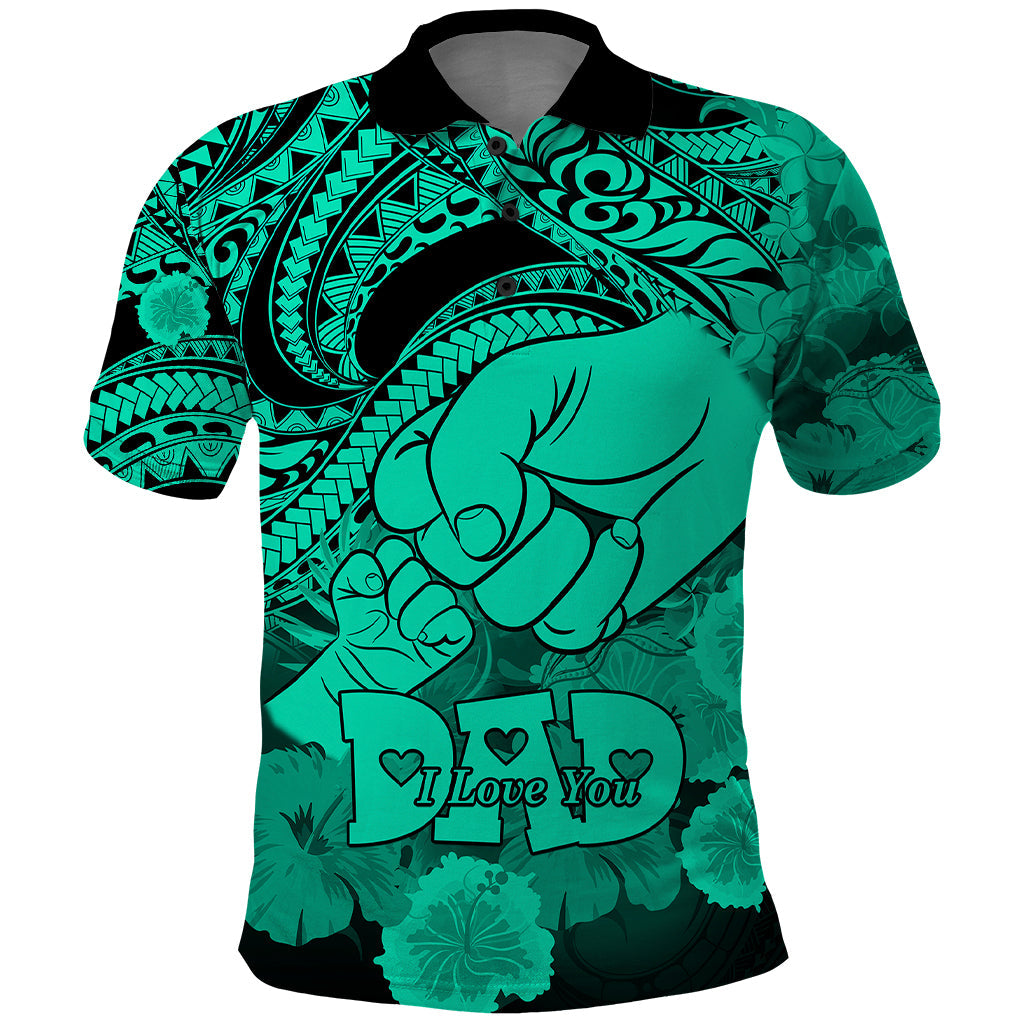 Polynesian Pride Happy Father Day Polo Shirt I Love You Dad Polynesian Tribal Green LT9