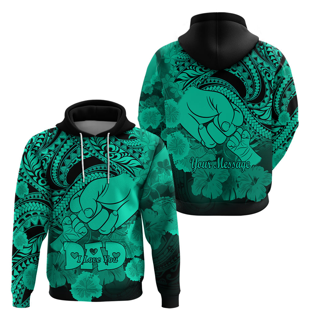 Personalised Polynesian Pride Happy Father Day Hoodie I Love You Dad - Polynesian Tribal Green LT9