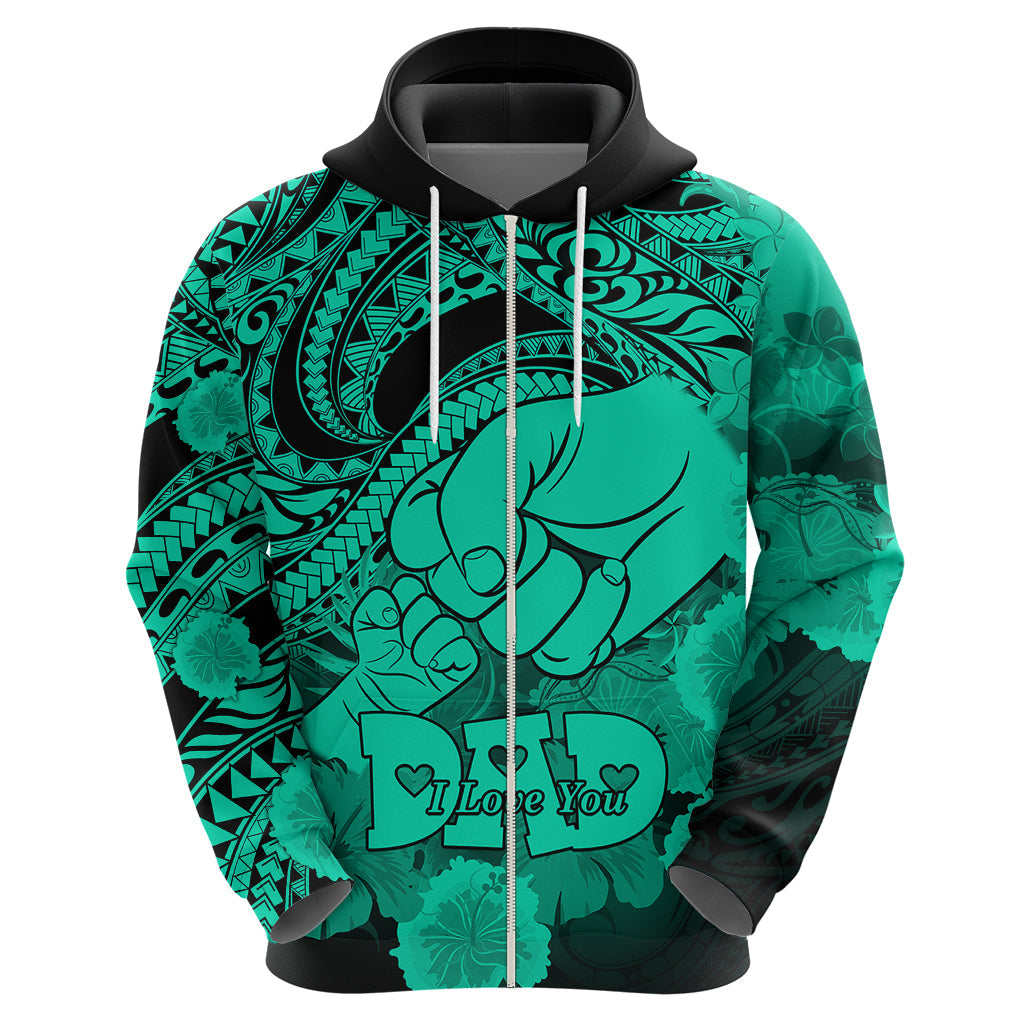 Personalised Polynesian Pride Happy Father Day Hoodie I Love You Dad - Polynesian Tribal Green LT9