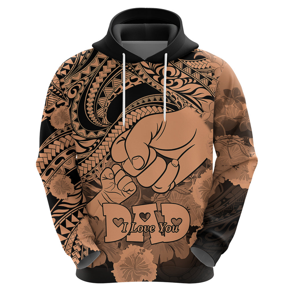 Personalised Polynesian Pride Happy Father Day Hoodie I Love You Dad - Polynesian Tribal Nude LT9