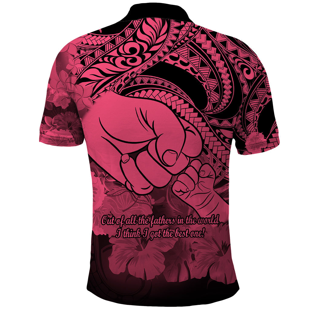 Polynesian Pride Happy Father Day Polo Shirt I Love You Dad Polynesian Tribal Pink LT9