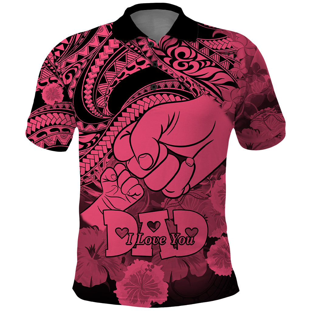 Custom Polynesian Pride Happy Father Day Polo Shirt I Love You Dad Polynesian Tribal Pink LT9