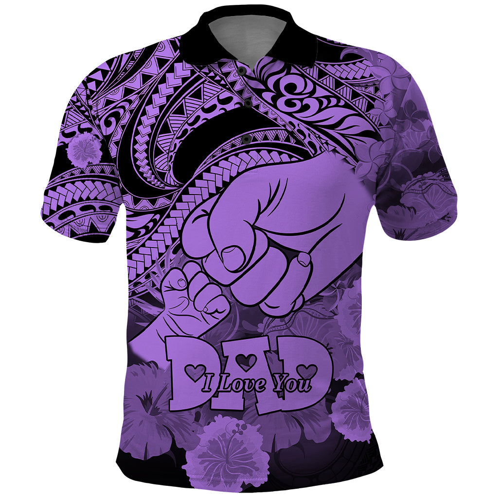 Polynesian Pride Happy Father Day Polo Shirt I Love You Dad Polynesian Tribal Purple LT9