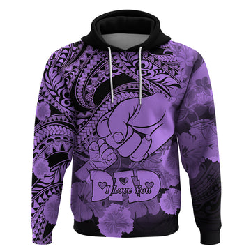 Personalised Polynesian Pride Happy Father Day Hoodie I Love You Dad - Polynesian Tribal Purple LT9