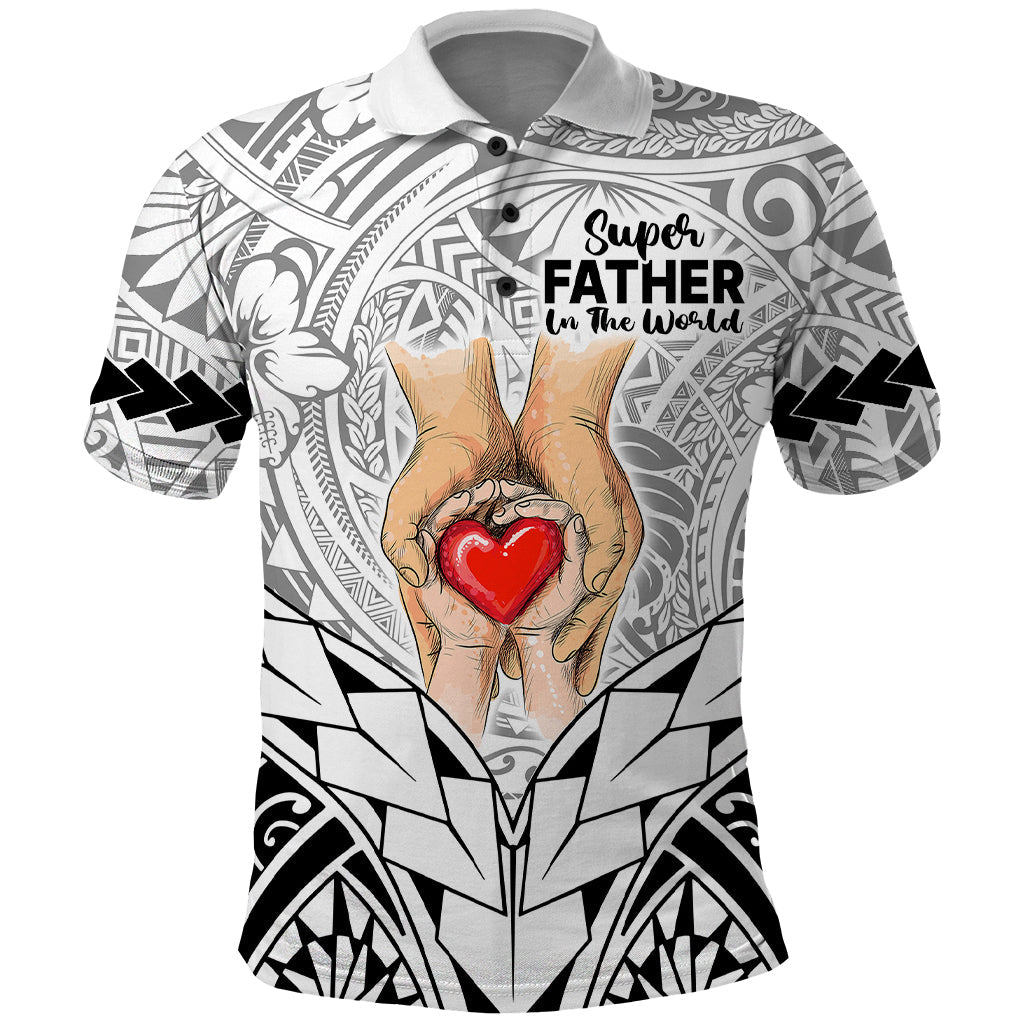 Polynesian Fathers Day Gift For Dad Polo Shirt Super Father In The World Black Polynesian Pattern LT9