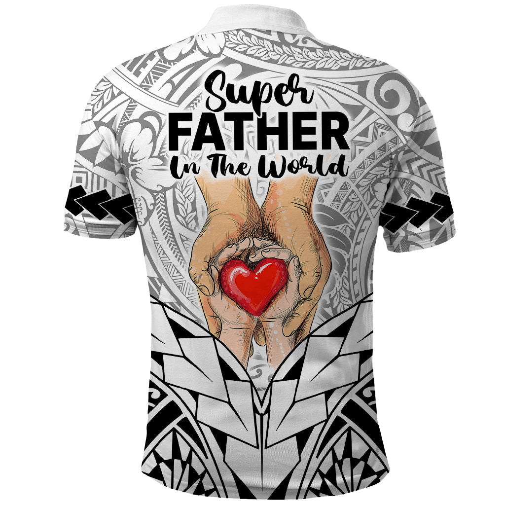 Polynesian Fathers Day Gift For Dad Polo Shirt Super Father In The World Black Polynesian Pattern LT9