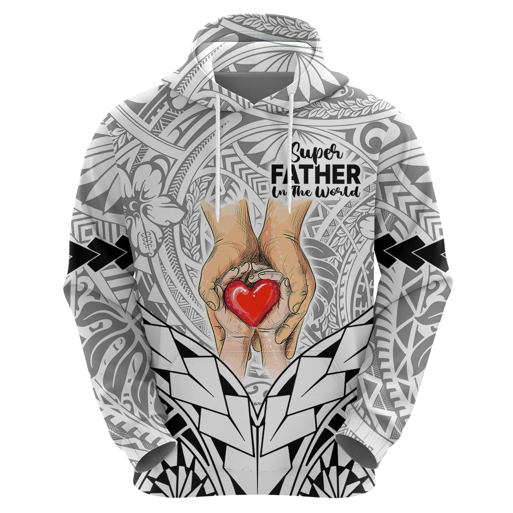 Personalised Polynesian Father's Day Gift For Dad Hoodie Super Father In The World - Black Polynesian Pattern LT9