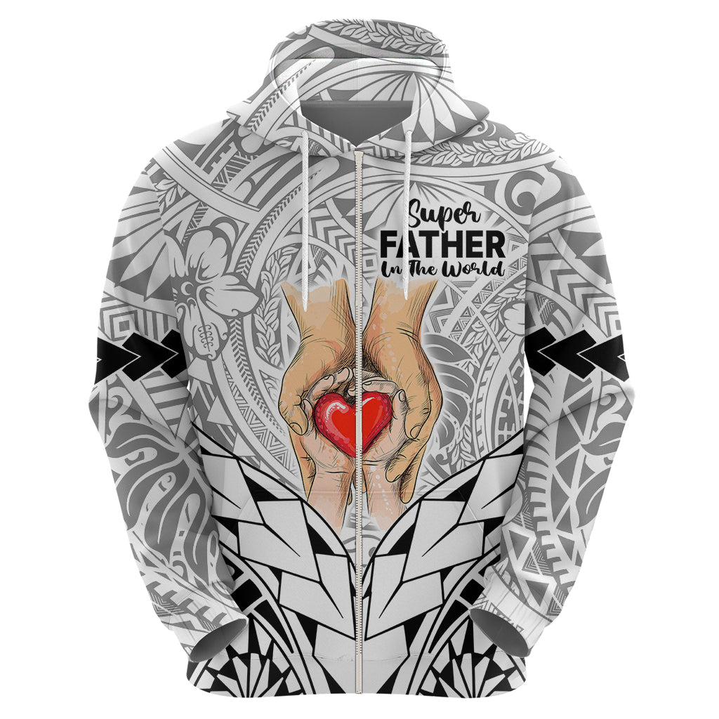 Personalised Polynesian Father's Day Gift For Dad Hoodie Super Father In The World - Black Polynesian Pattern LT9