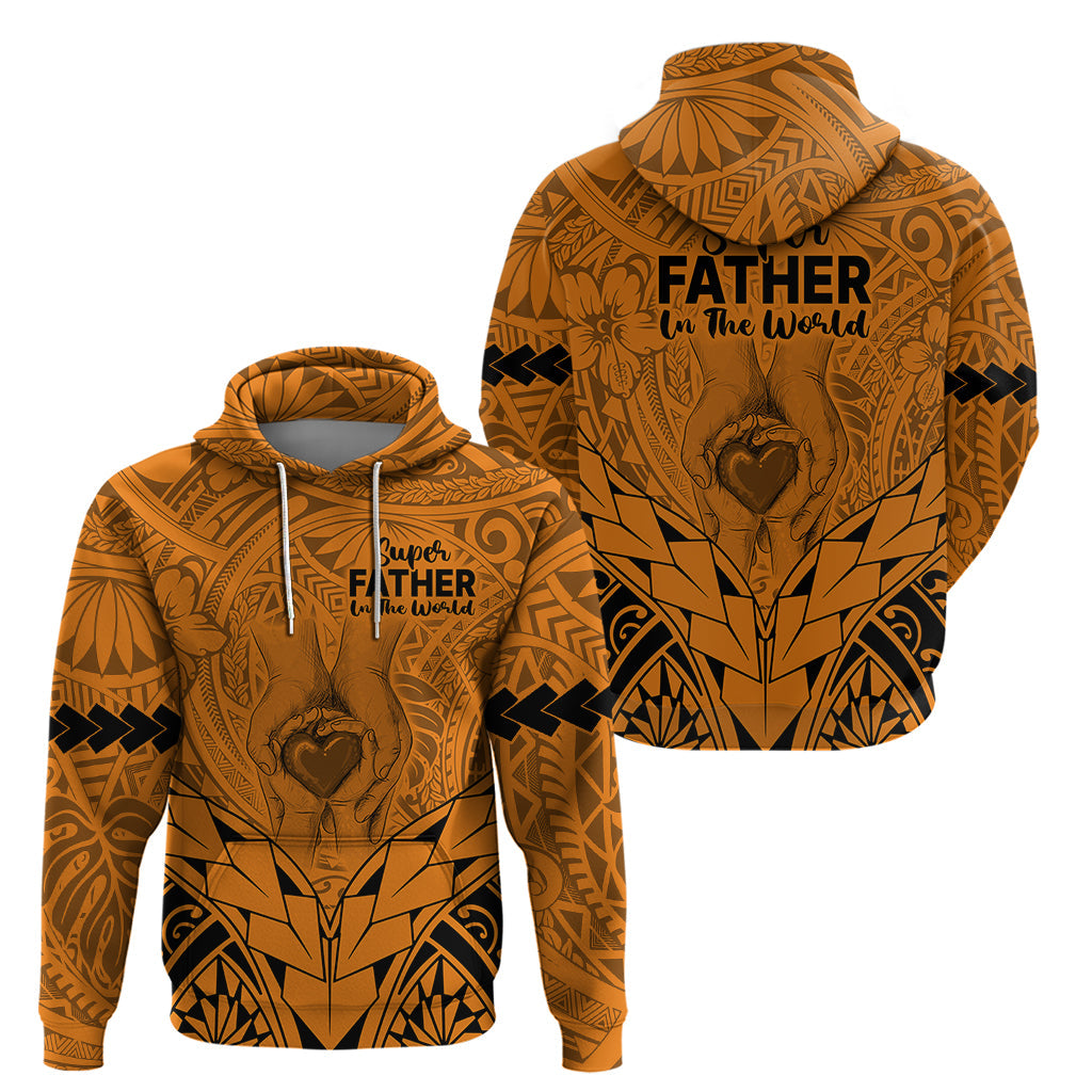 Polynesian Father's Day Gift For Dad Hoodie Super Father In The World - Gold Polynesian Pattern LT9