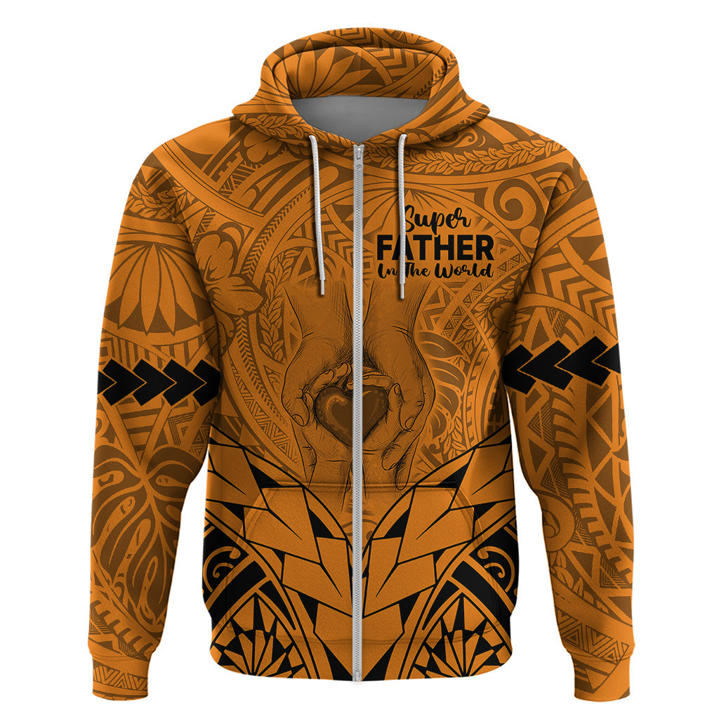 Polynesian Father's Day Gift For Dad Hoodie Super Father In The World - Gold Polynesian Pattern LT9