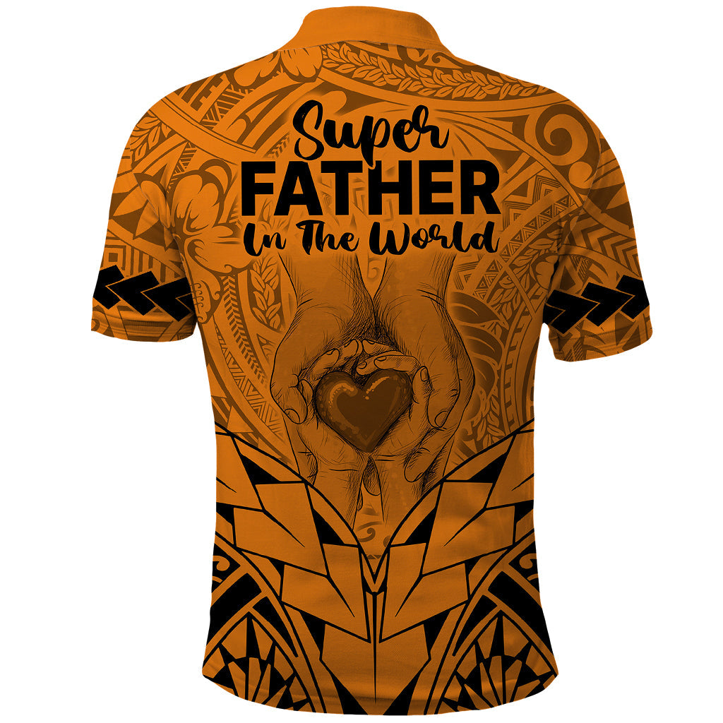 Polynesian Fathers Day Gift For Dad Polo Shirt Super Father In The World Gold Polynesian Pattern LT9