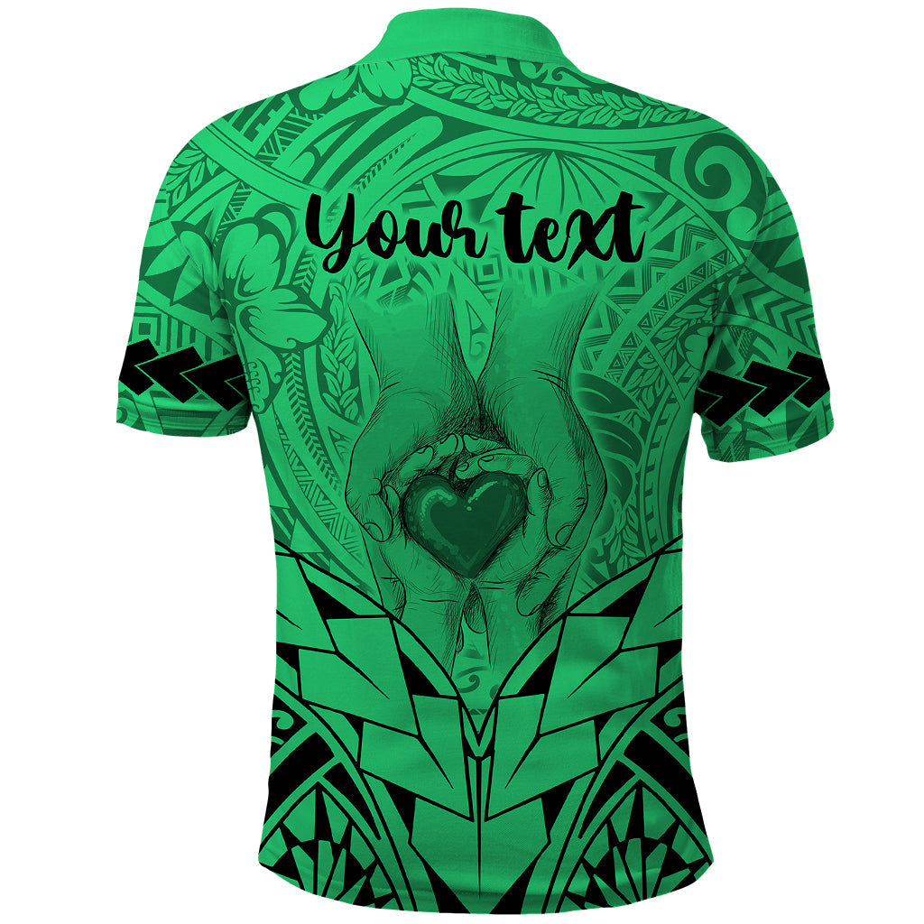 Custom Polynesian Fathers Day Gift For Dad Polo Shirt Super Father In The World Green Polynesian Pattern LT9