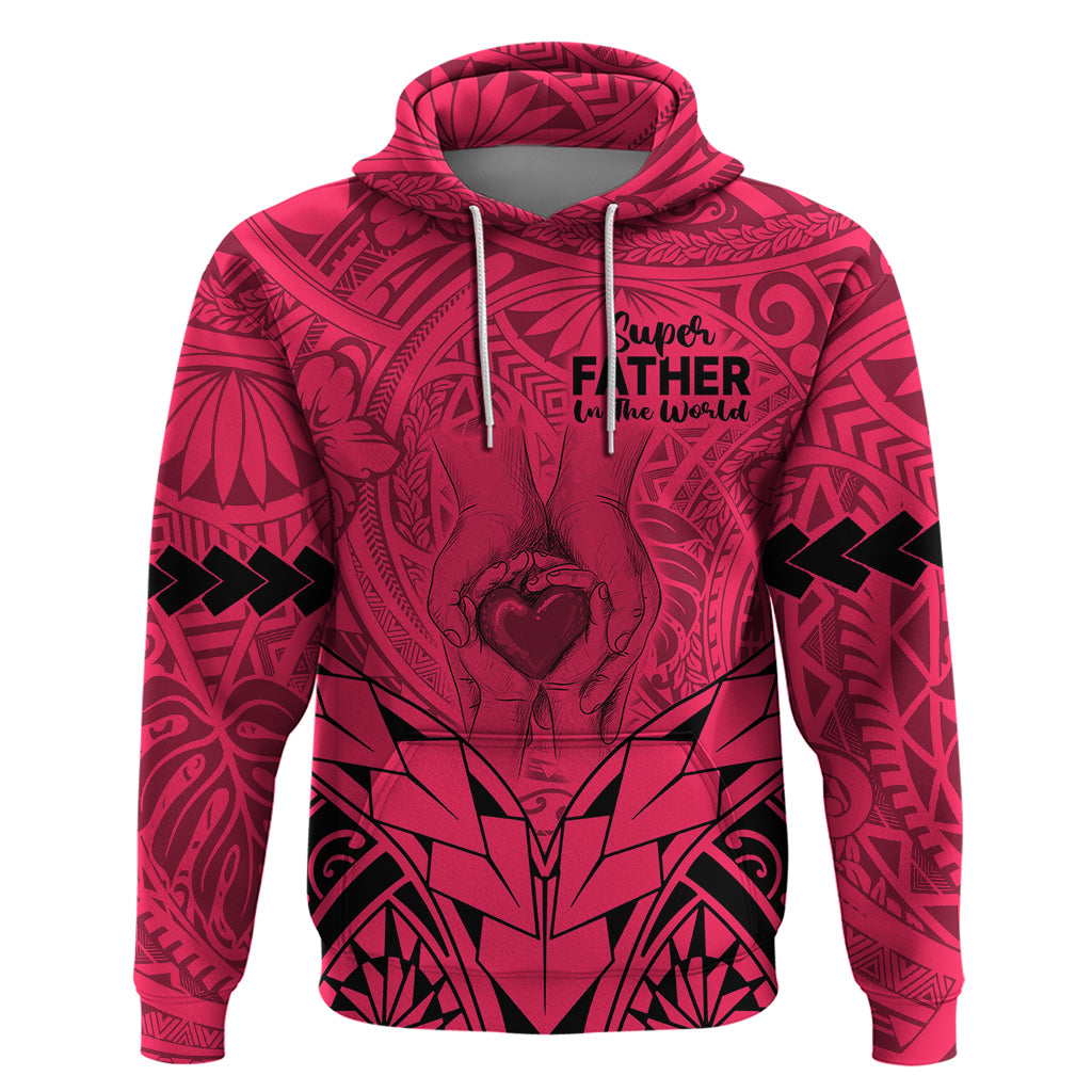 Polynesian Father's Day Gift For Dad Hoodie Super Father In The World - Pink Polynesian Pattern LT9