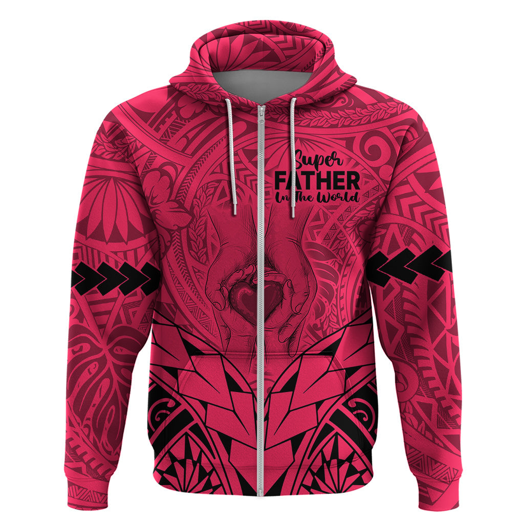 Polynesian Father's Day Gift For Dad Hoodie Super Father In The World - Pink Polynesian Pattern LT9