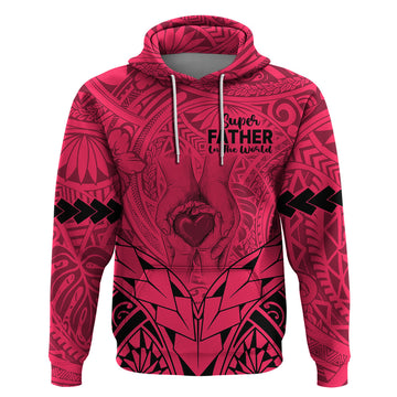 Personalised Polynesian Father's Day Gift For Dad Hoodie Super Father In The World - Pink Polynesian Pattern LT9