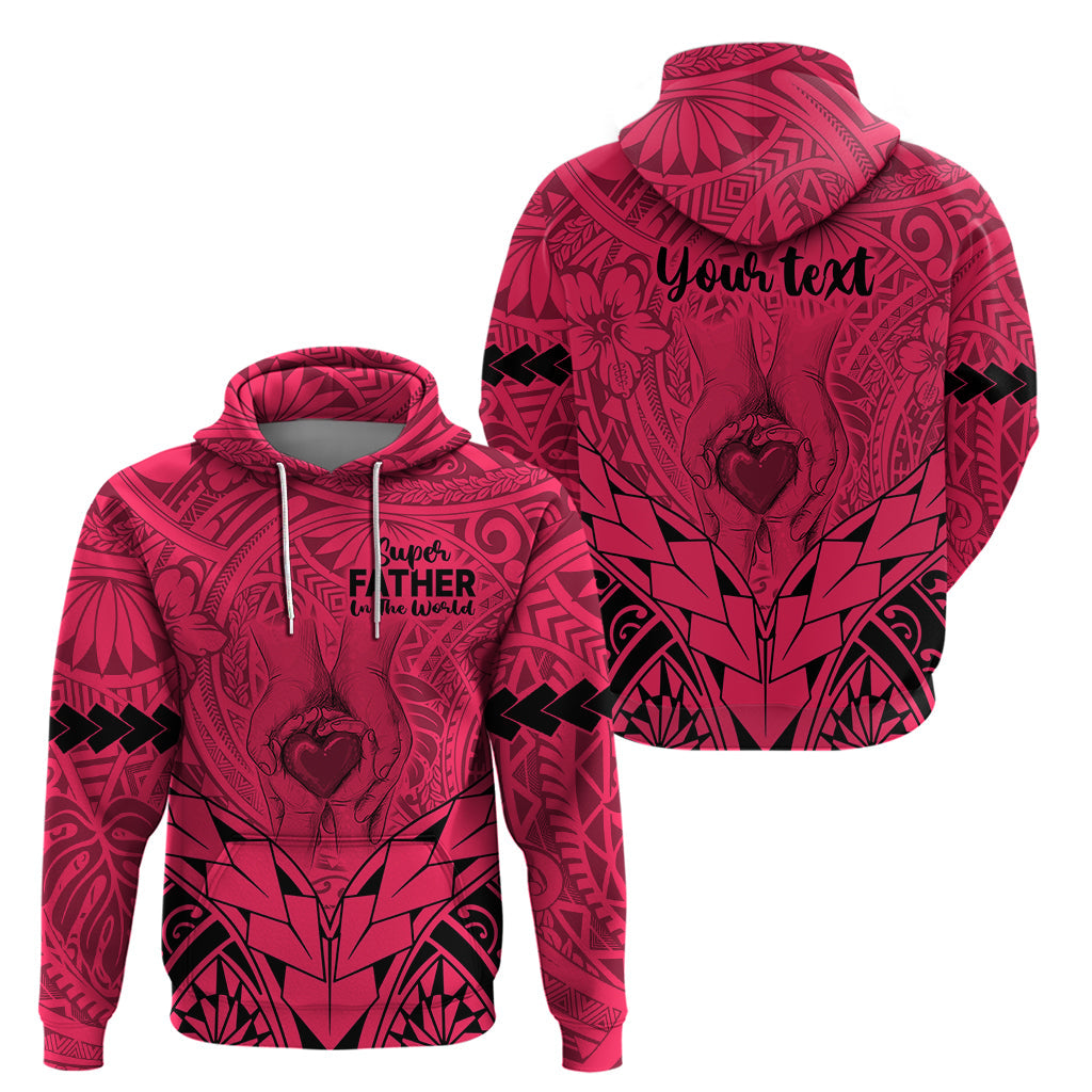 Personalised Polynesian Father's Day Gift For Dad Hoodie Super Father In The World - Pink Polynesian Pattern LT9
