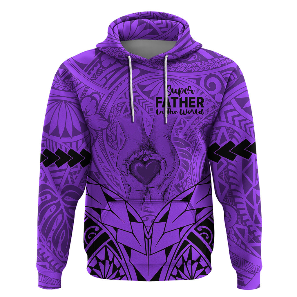 Polynesian Father's Day Gift For Dad Hoodie Super Father In The World - Purple Polynesian Pattern LT9