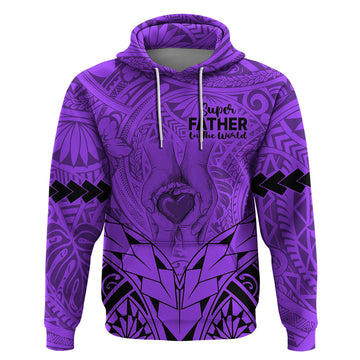 Polynesian Father's Day Gift For Dad Hoodie Super Father In The World - Purple Polynesian Pattern LT9