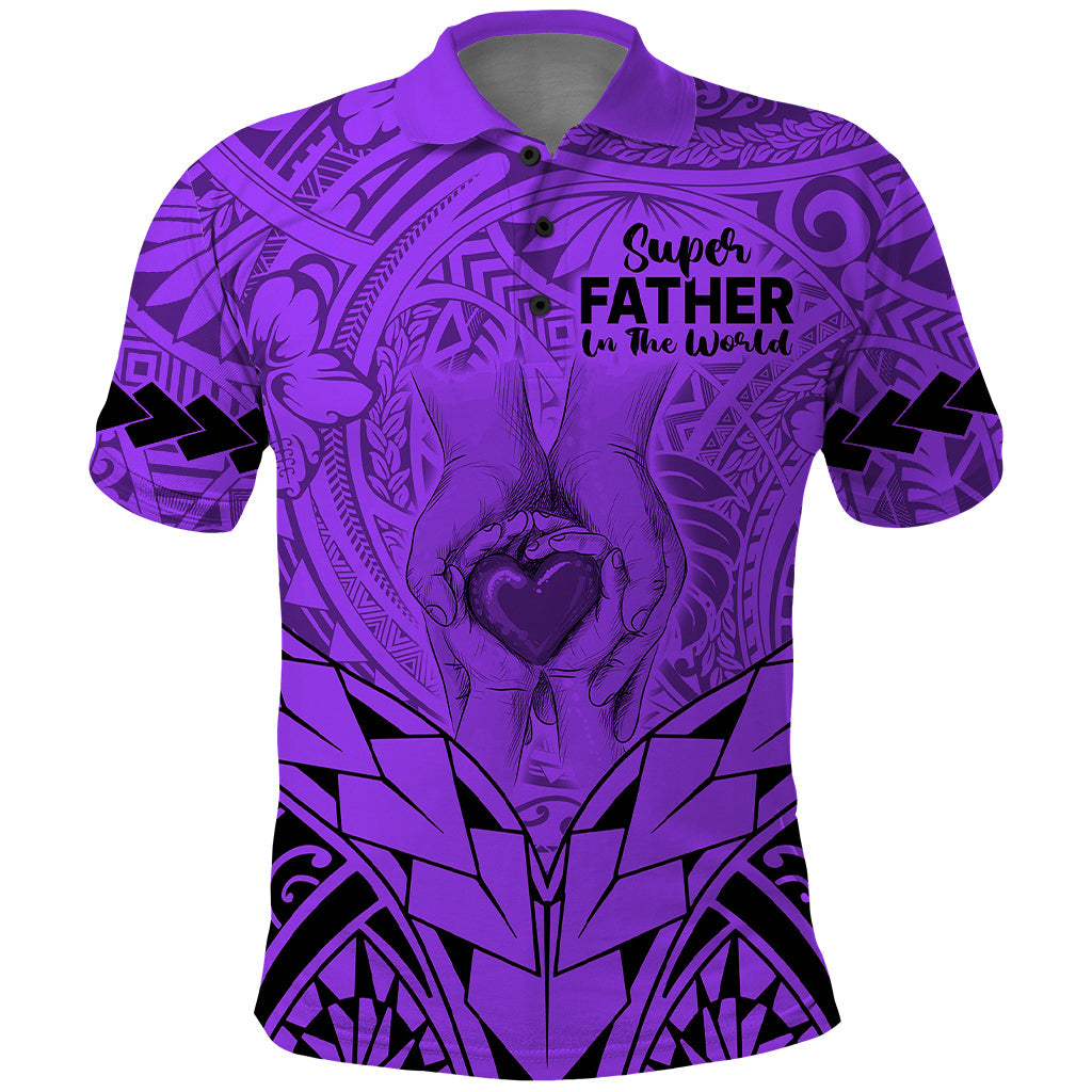 Polynesian Fathers Day Gift For Dad Polo Shirt Super Father In The World Purple Polynesian Pattern LT9