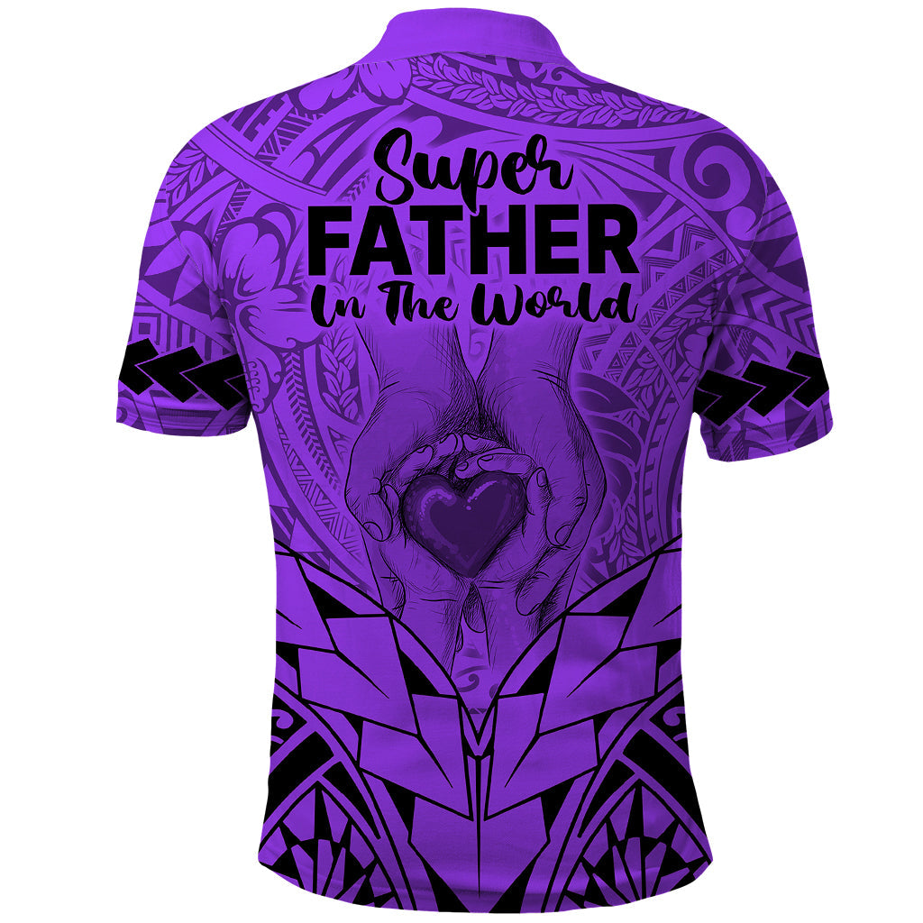 Polynesian Fathers Day Gift For Dad Polo Shirt Super Father In The World Purple Polynesian Pattern LT9