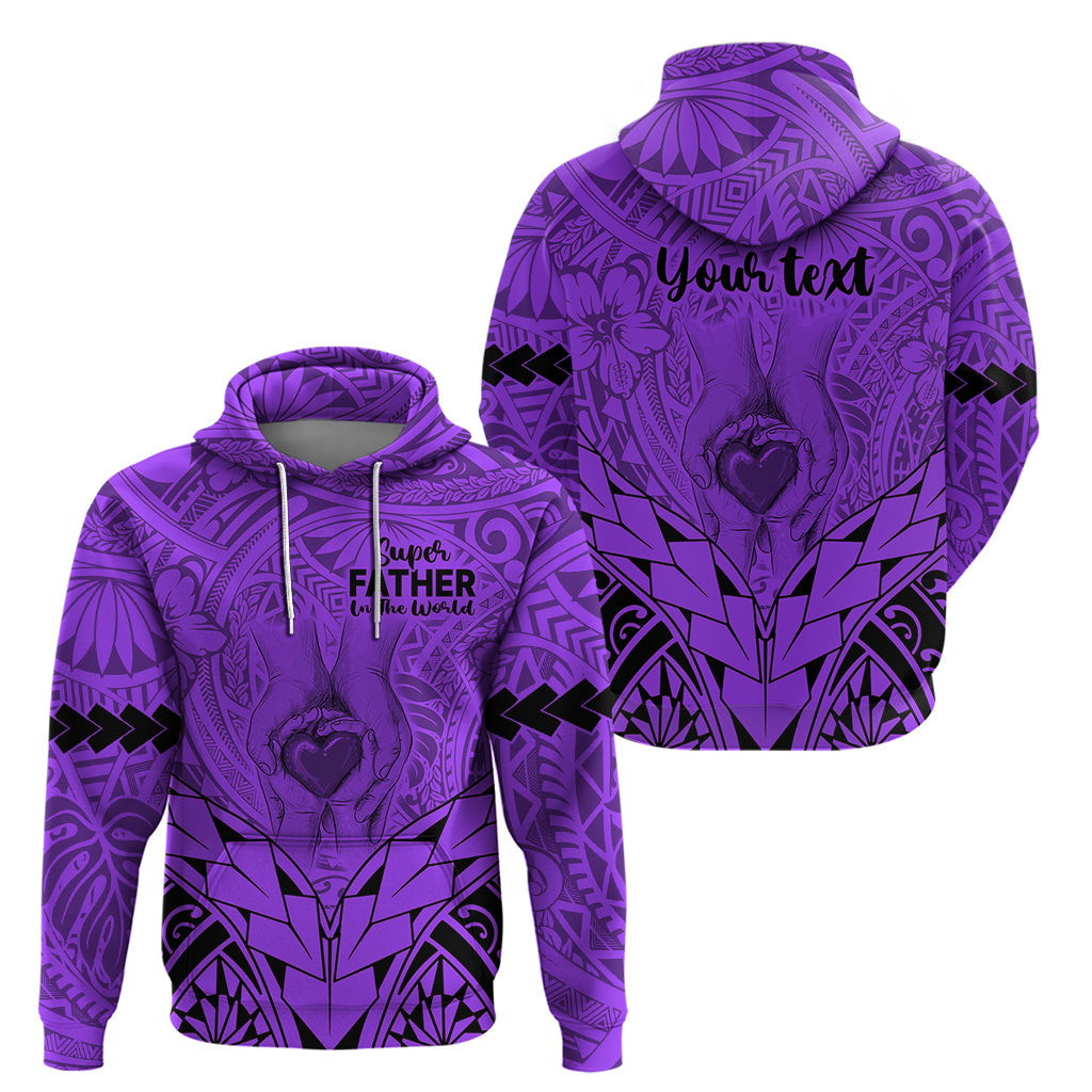 Personalised Polynesian Father's Day Gift For Dad Hoodie Super Father In The World - Purple Polynesian Pattern LT9