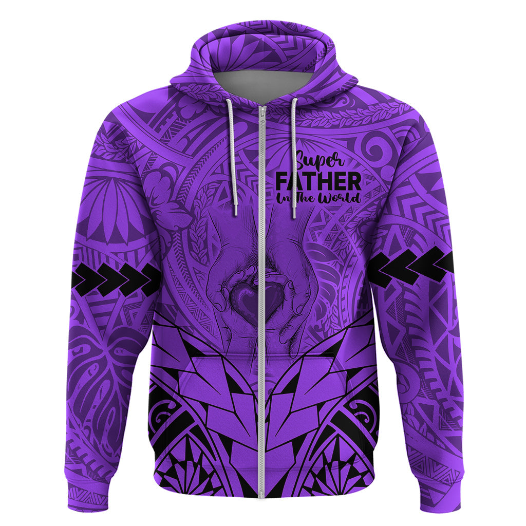 Personalised Polynesian Father's Day Gift For Dad Hoodie Super Father In The World - Purple Polynesian Pattern LT9