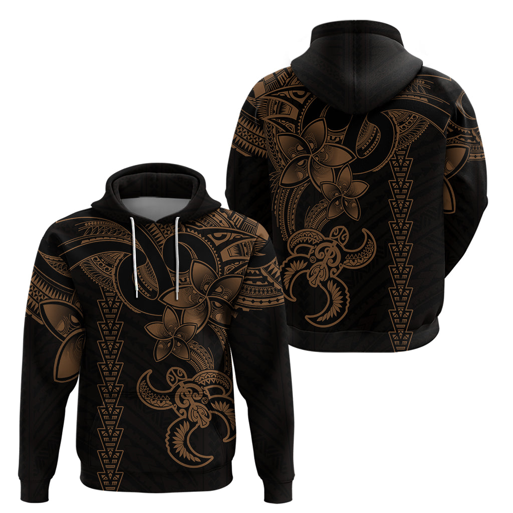 Hawaiian Tribal Hoodie Polynesian Kakau Turtle - Gold LT9