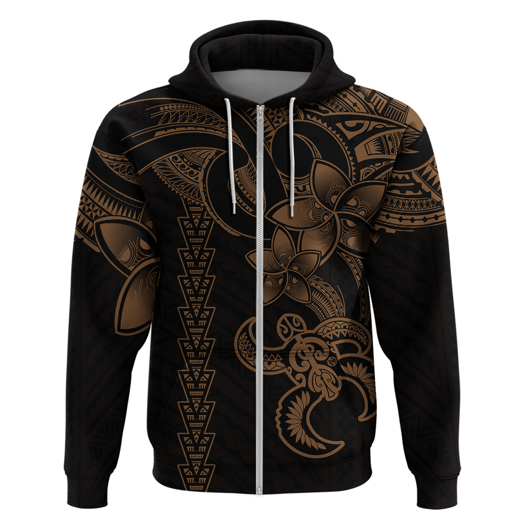 Hawaiian Tribal Hoodie Polynesian Kakau Turtle - Gold LT9
