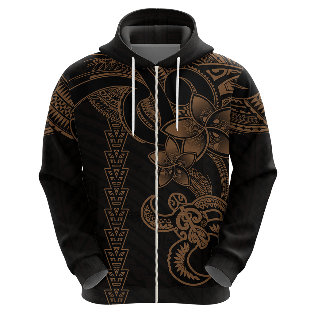 Hawaiian Tribal Hoodie Polynesian Kakau Turtle - Gold LT9