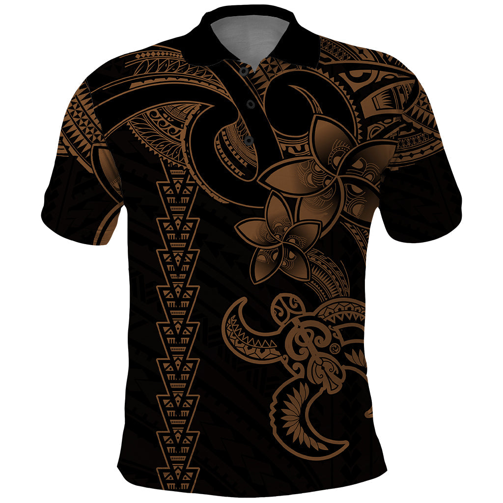 Hawaiian Tribal Polo Shirt Polynesian Kakau Turtle - Gold LT9