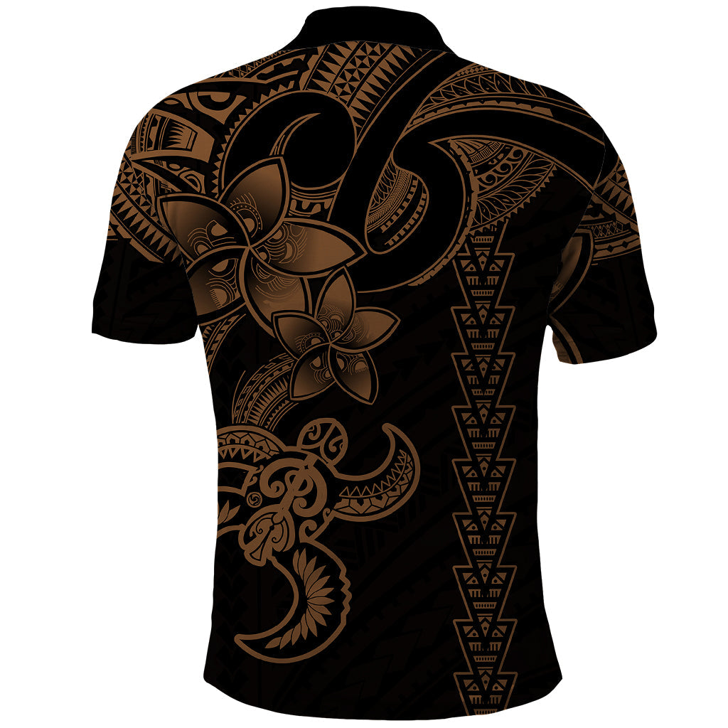 Hawaiian Tribal Polo Shirt Polynesian Kakau Turtle - Gold LT9