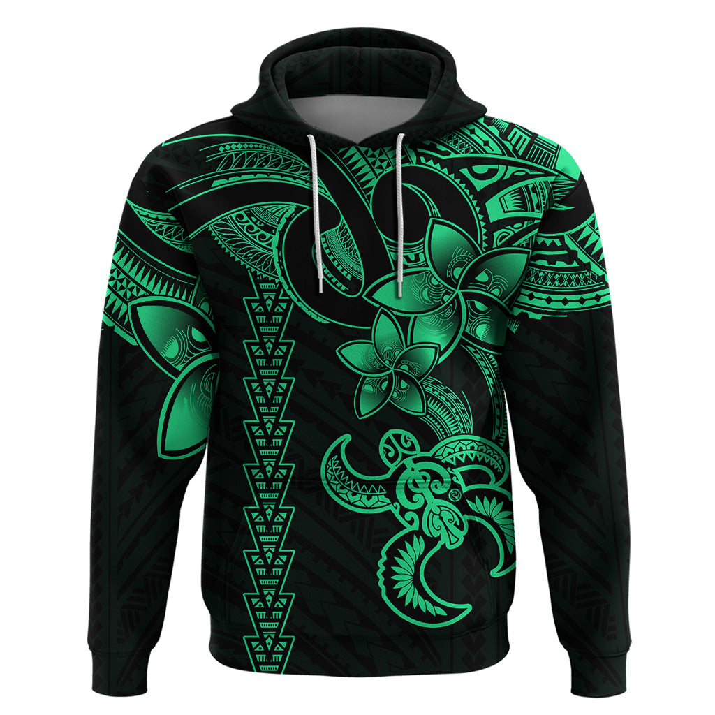 Hawaiian Tribal Hoodie Polynesian Kakau Turtle - Green LT9
