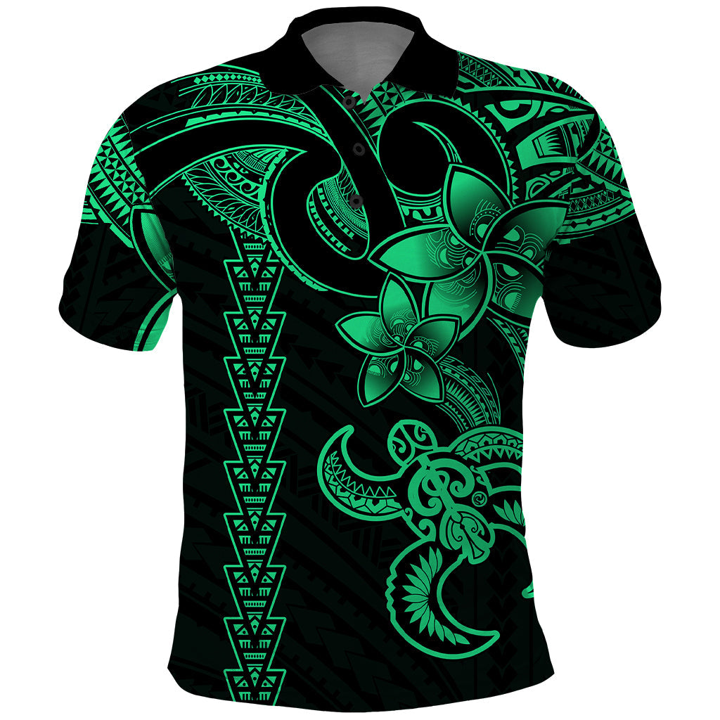 Hawaiian Tribal Polo Shirt Polynesian Kakau Turtle - Green LT9