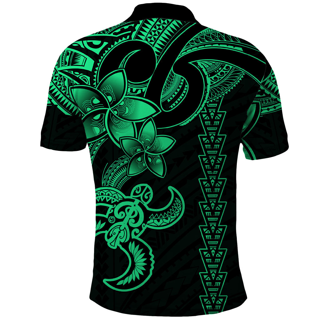Hawaiian Tribal Polo Shirt Polynesian Kakau Turtle - Green LT9