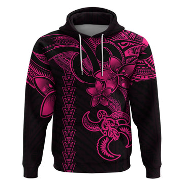 Hawaiian Tribal Hoodie Polynesian Kakau Turtle - Pink LT9