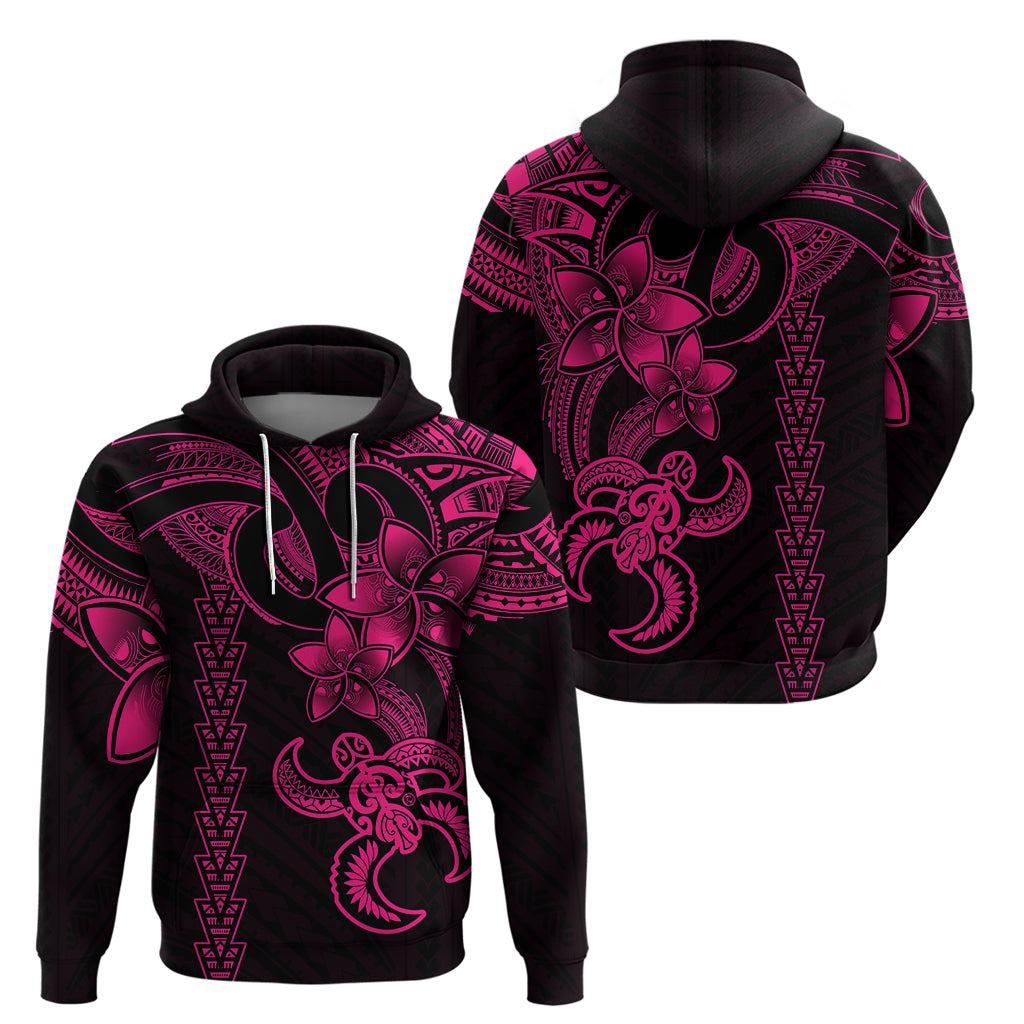 Hawaiian Tribal Hoodie Polynesian Kakau Turtle - Pink LT9