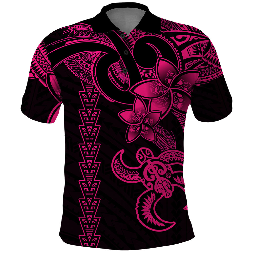 Hawaiian Tribal Polo Shirt Polynesian Kakau Turtle - Pink LT9