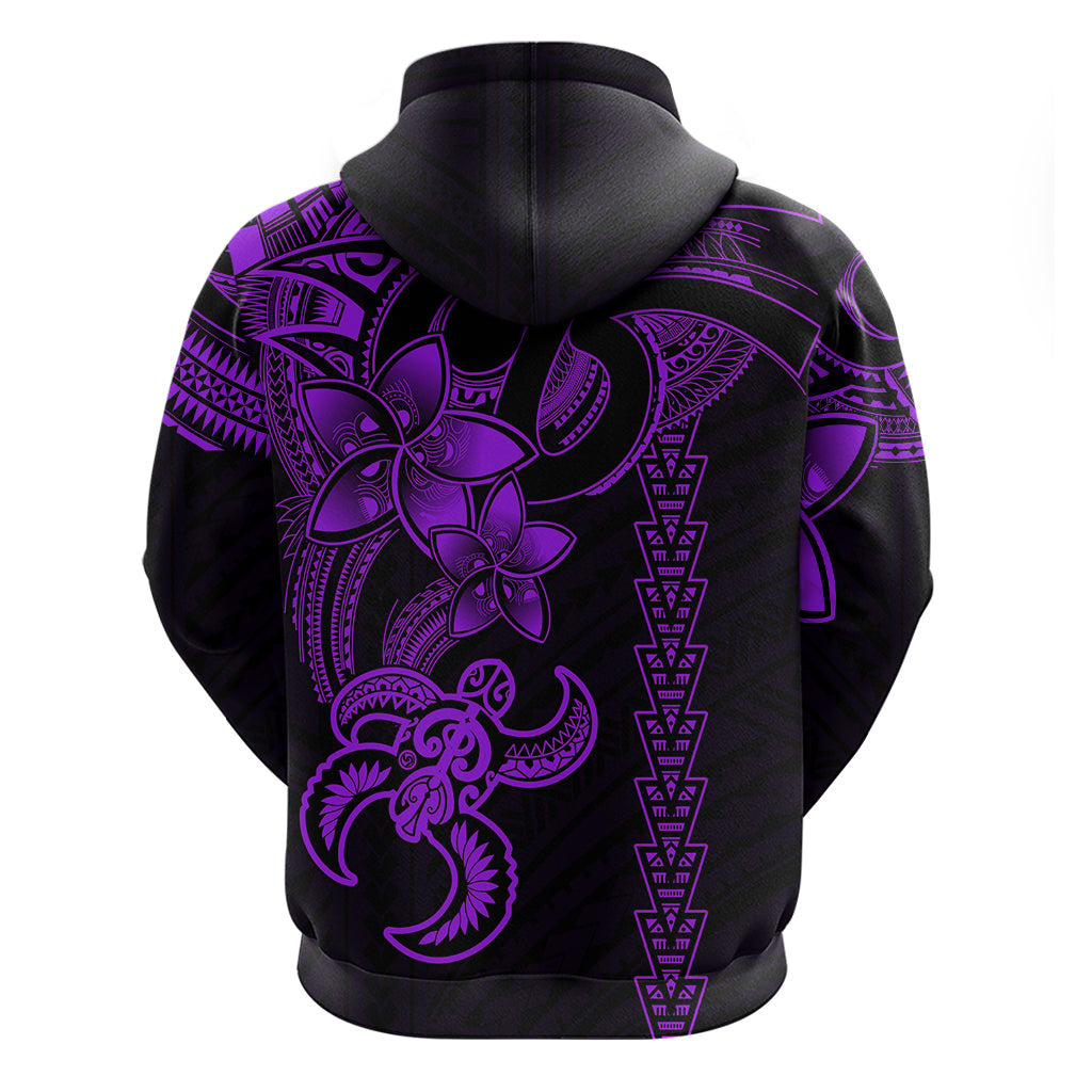 Hawaiian Tribal Hoodie Polynesian Kakau Turtle - Purple LT9
