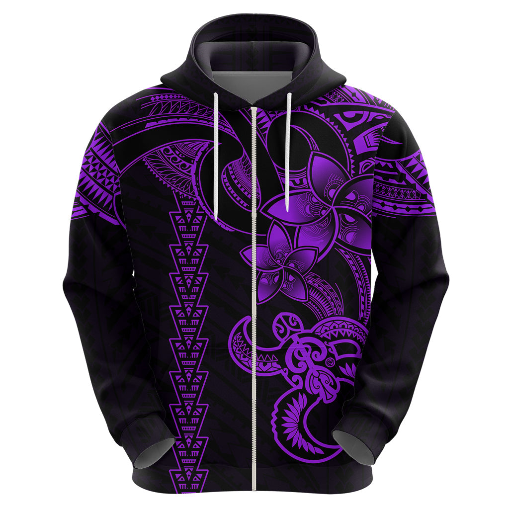 Hawaiian Tribal Hoodie Polynesian Kakau Turtle - Purple LT9