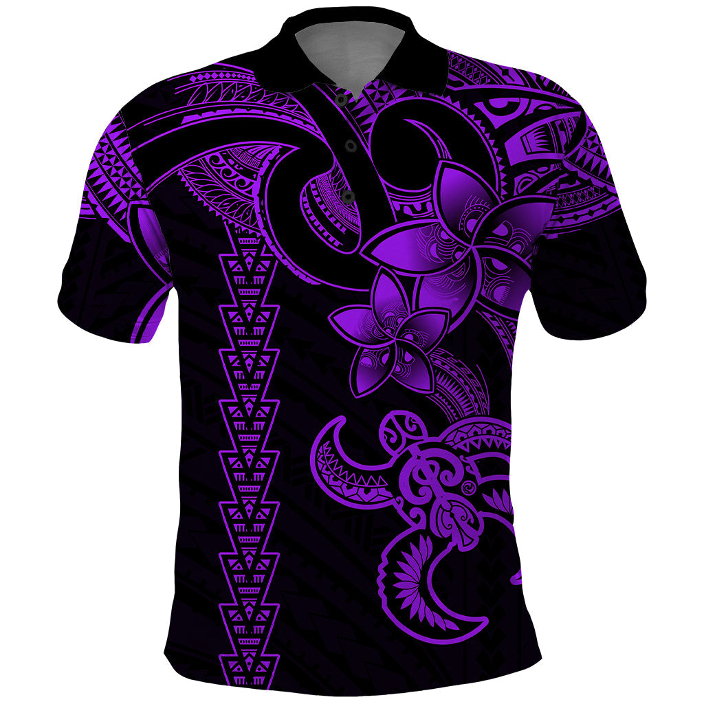 Hawaiian Tribal Polo Shirt Polynesian Kakau Turtle - Purple LT9