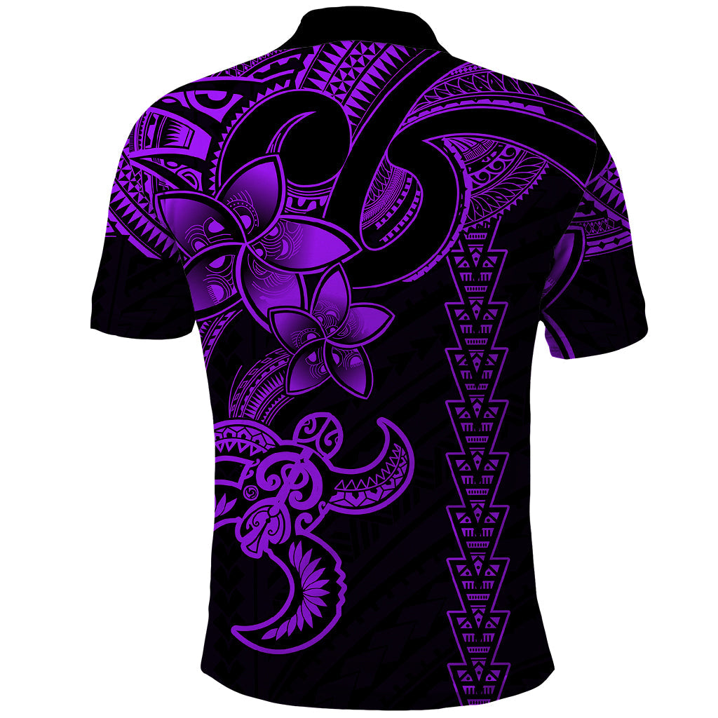Hawaiian Tribal Polo Shirt Polynesian Kakau Turtle - Purple LT9