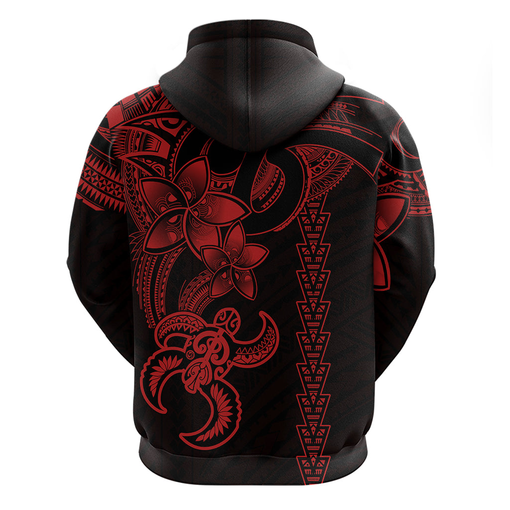 Hawaiian Tribal Hoodie Polynesian Kakau Turtle - Red LT9