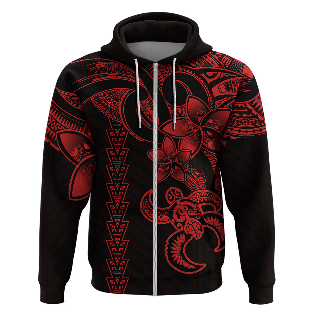 Hawaiian Tribal Hoodie Polynesian Kakau Turtle - Red LT9
