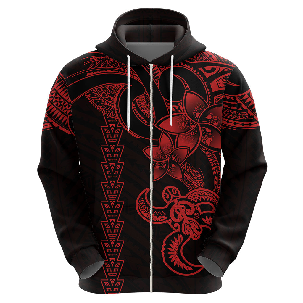 Hawaiian Tribal Hoodie Polynesian Kakau Turtle - Red LT9